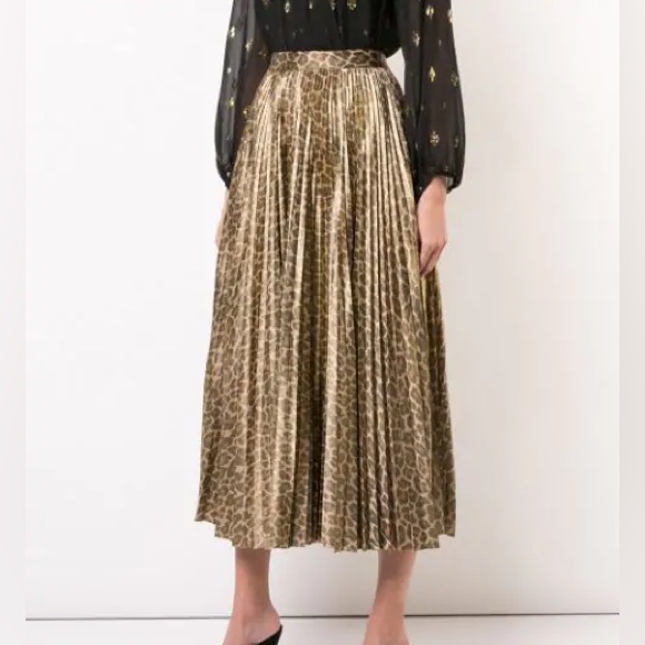ALC Metallic Leopard Pleated Skirt NWT SZ 4 - Picture 4 of 10